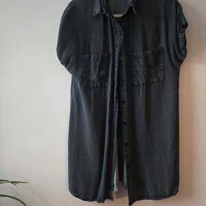 Zilcremo Gray Denim Shirt Dress